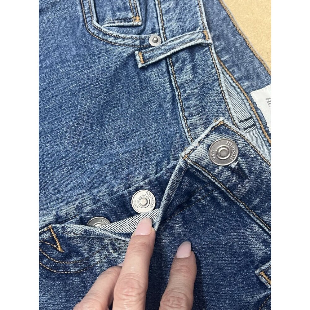 Hudson Women Riley Luxe Crop Raw Hem Straight Jeans Size 29 Blue - Picture 5 of 15